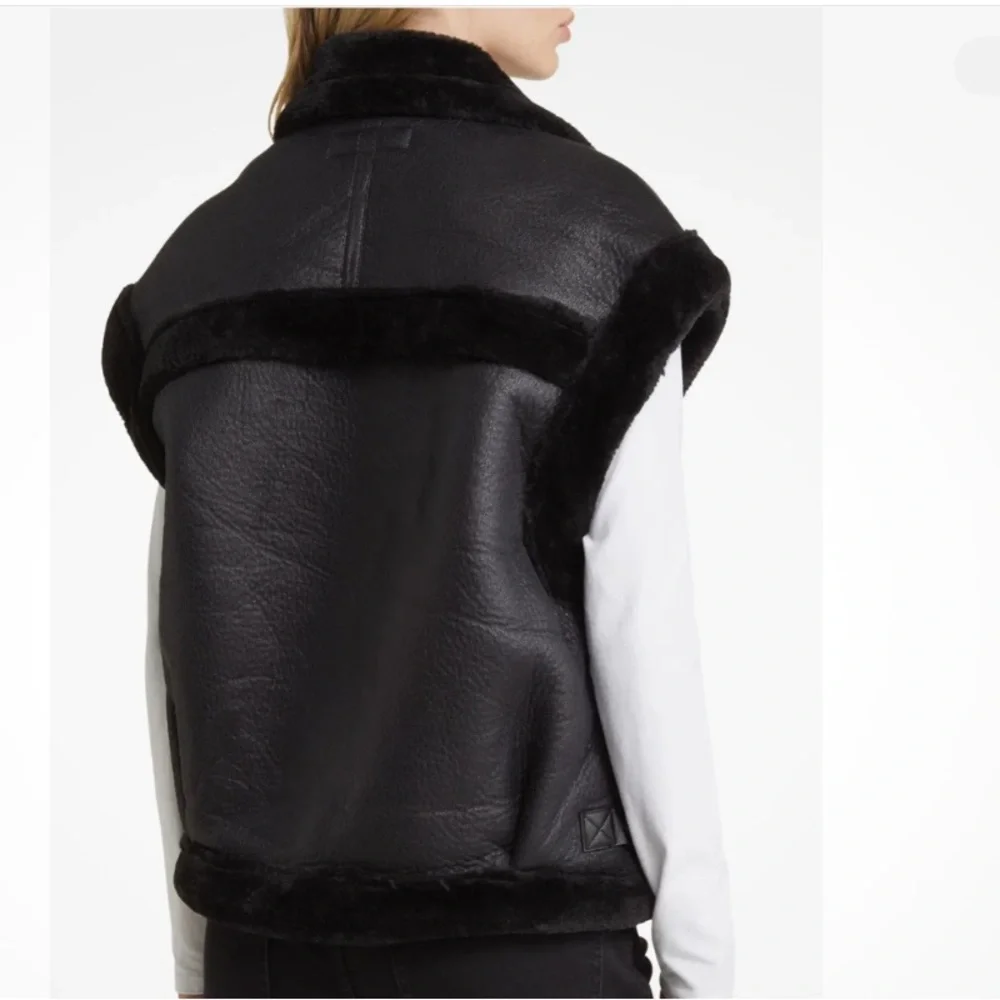 NEW BLANK NYC Black Sherpa Moto Vest retail $175 - Picture 2 of 11
